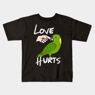 Love Hurts Yellow Naped Amazon Parrot Biting Finger Kids T-Shirt